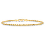 10K Yellow Gold 2mm Diamond-cut Rope Chain Anklet Bracelet 7"-10" - Product Photo