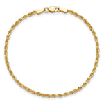 10K Yellow Gold 2mm Diamond-cut Rope Chain Anklet Bracelet 7"-10" - Product Photo