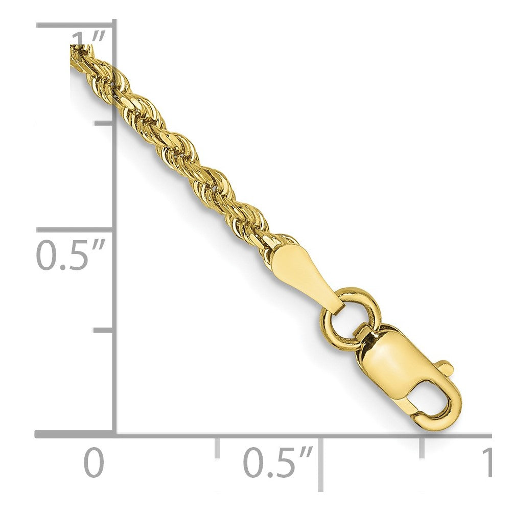 10K Yellow Gold 2mm Diamond-cut Rope Chain Anklet Bracelet 7"-10" - Product Photo