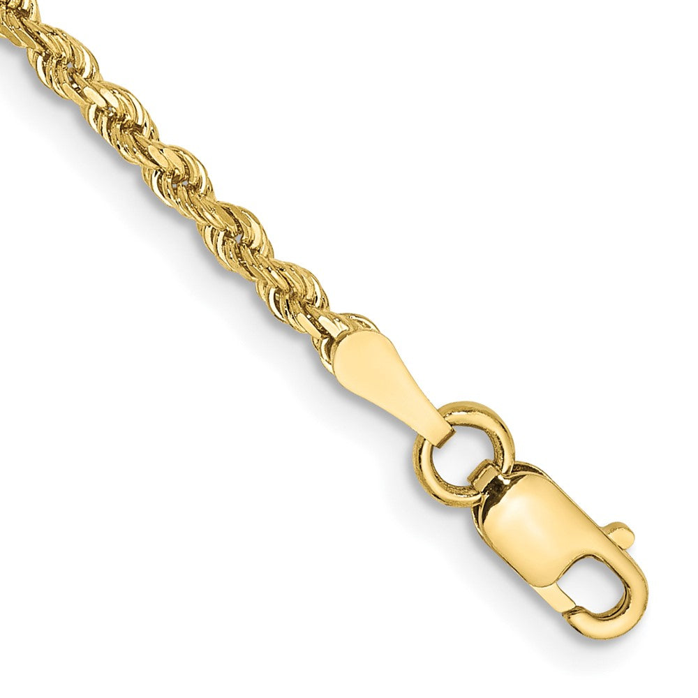 10K Yellow Gold 2mm Diamond-cut Rope Chain Anklet Bracelet 7"-10" - Product Photo