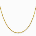 10K Yellow Gold 2mm Lightweight D/C Rope w/ Lobster Clasp Chain Necklace 16"-24" - Product Photo