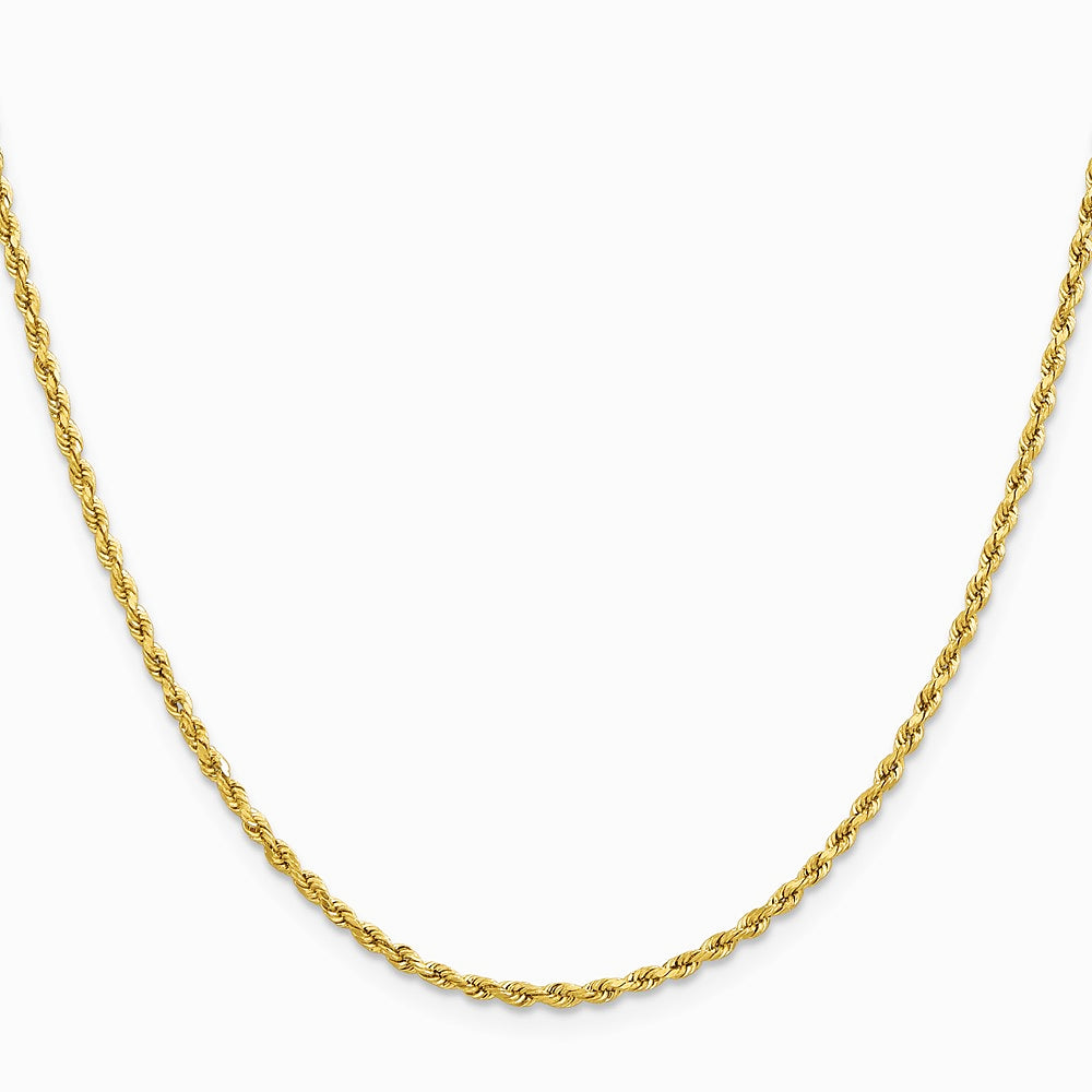 10K Yellow Gold 2mm Lightweight D/C Rope w/ Lobster Clasp Chain Necklace 16"-24" - Product Photo