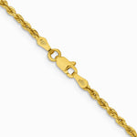 10K Yellow Gold 2mm Lightweight D/C Rope w/ Lobster Clasp Chain Necklace 16"-24" - Product Photo