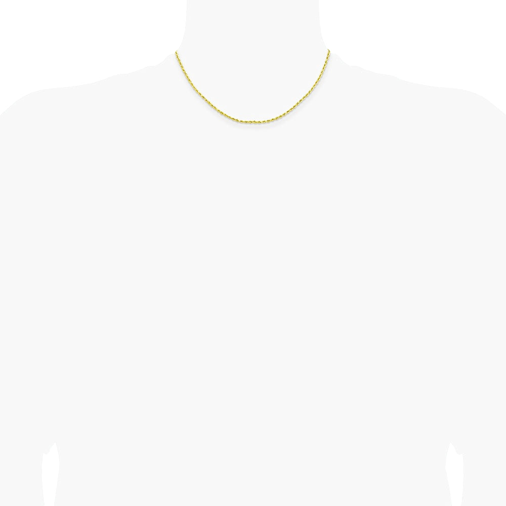 10K Yellow Gold 2mm Lightweight D/C Rope w/ Lobster Clasp Chain Necklace 16"-24" - Product Photo