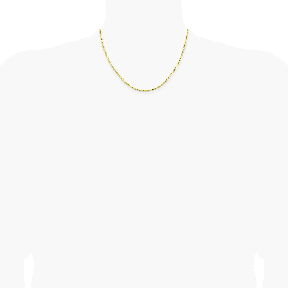 10K Yellow Gold 2mm Lightweight D/C Rope w/ Lobster Clasp Chain Necklace 16"-24" - Product Photo