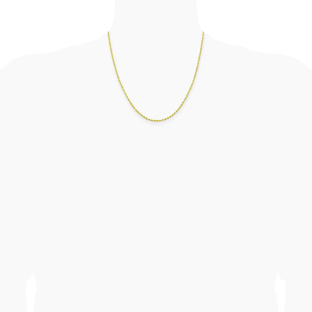 10K Yellow Gold 2mm Lightweight D/C Rope w/ Lobster Clasp Chain Necklace 16"-24" - Product Photo