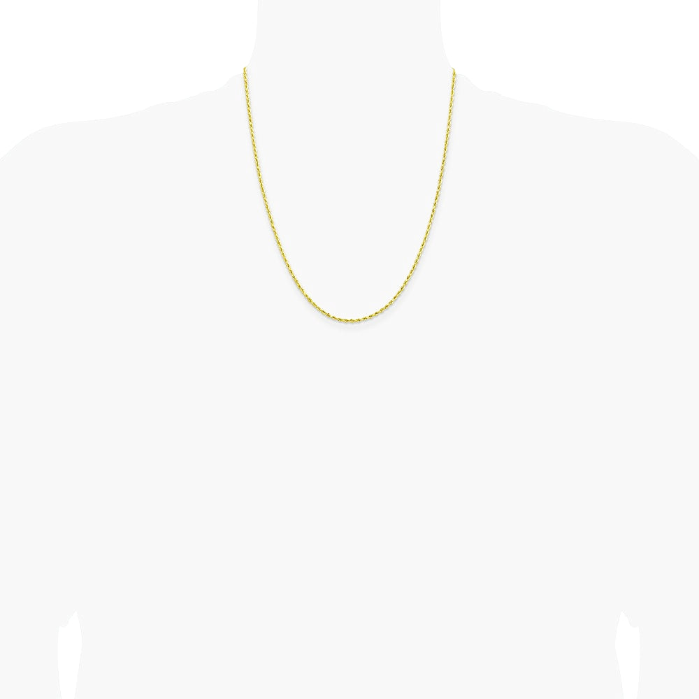 10K Yellow Gold 2mm Lightweight D/C Rope w/ Lobster Clasp Chain Necklace 16"-24" - Product Photo