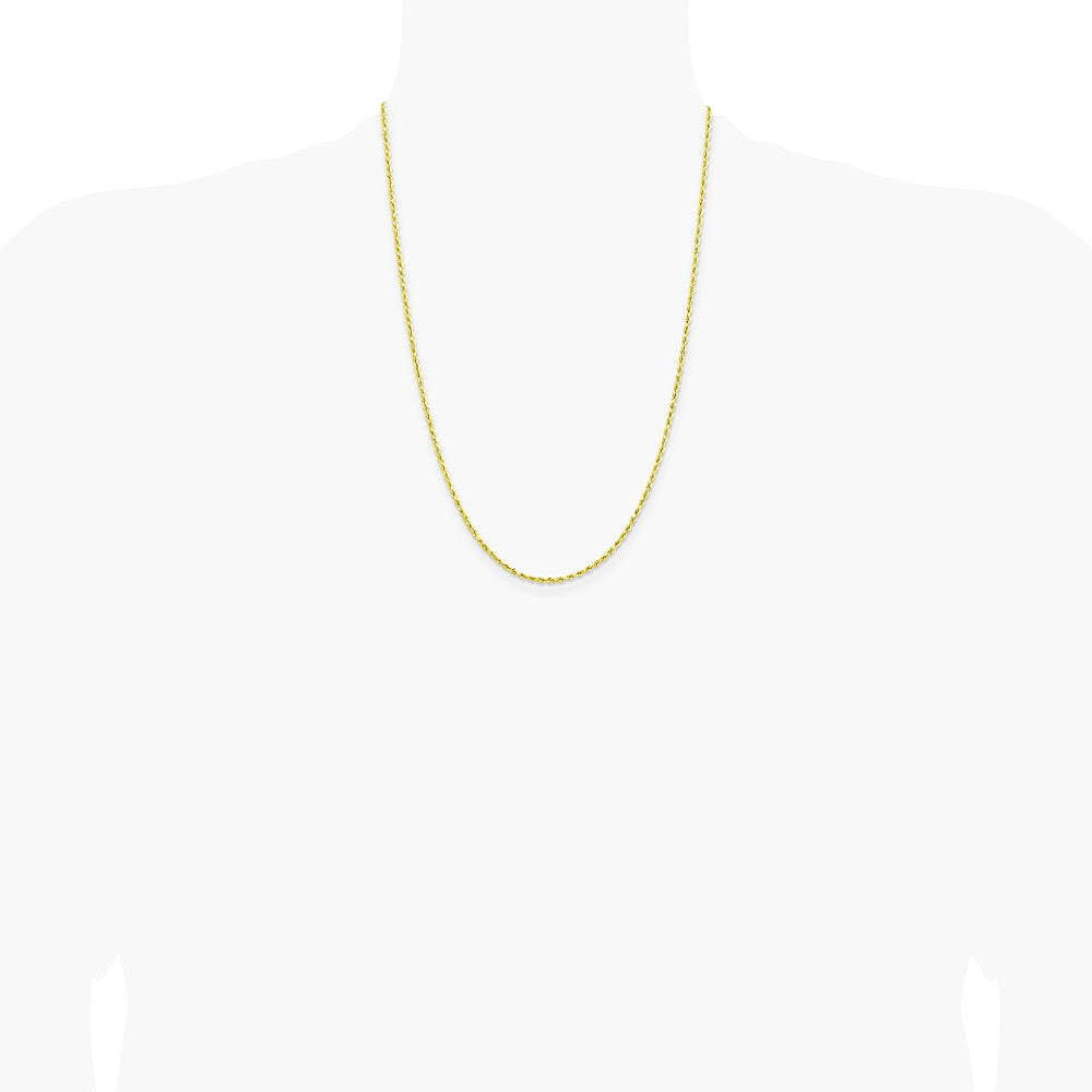 10K Yellow Gold 2mm Lightweight D/C Rope w/ Lobster Clasp Chain Necklace 16"-24" - Product Photo