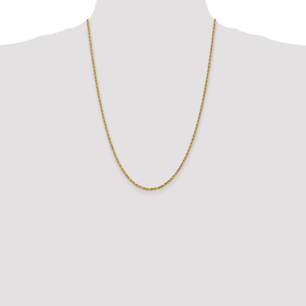 10K Yellow Gold 2.25mm Diamond-cut Rope Chain Necklace 16"-30" - Product Photo
