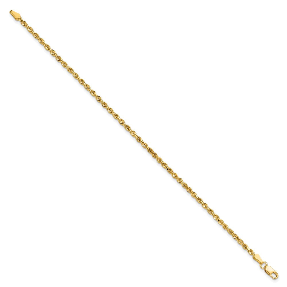 10K Yellow Gold 2.25mm Diamond-cut Rope Chain Anklet Bracelet 7"-10" - Product Photo