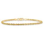 10K Yellow Gold 2.25mm Diamond-cut Rope Chain Anklet Bracelet 7"-10" - Product Photo