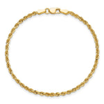 10K Yellow Gold 2.25mm Diamond-cut Rope Chain Anklet Bracelet 7"-10" - Product Photo