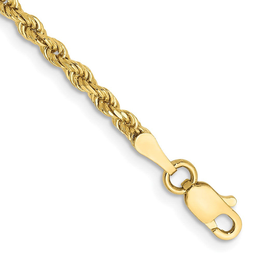 10K Yellow Gold 2.25mm Diamond-cut Rope Chain Anklet Bracelet 7"-10" - Product Photo