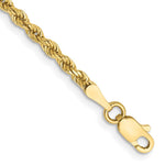 10K Yellow Gold 2.25mm Diamond-cut Rope Chain Anklet Bracelet 7"-10" - Product Photo