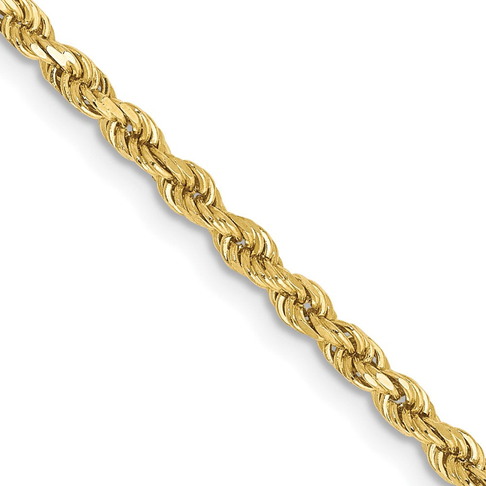 10K Yellow Gold 2.25mm Diamond-cut Rope Chain Necklace 16"-30"