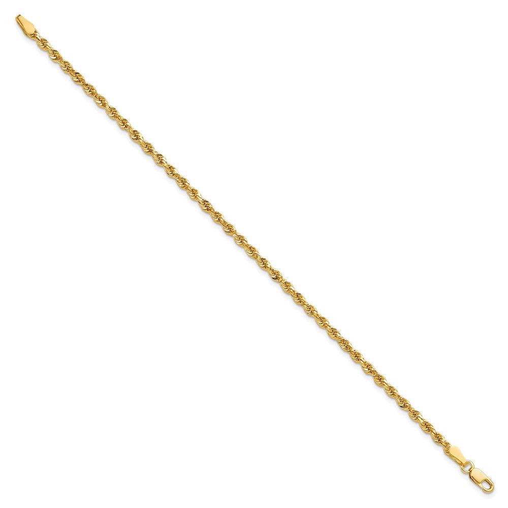 10K Yellow Gold 2.75mm Diamond-cut Rope Chain Bracelet 7"-9" - Product Photo