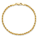 10K Yellow Gold 2.75mm Diamond-cut Rope Chain Bracelet 7"-9" - Product Photo