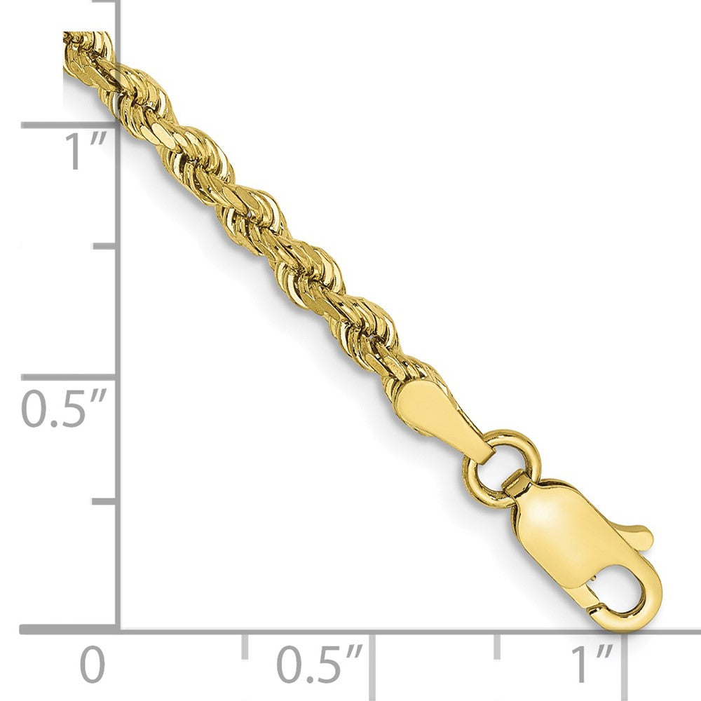 10K Yellow Gold 2.75mm Diamond-cut Rope Chain Bracelet 7"-9" - Product Photo