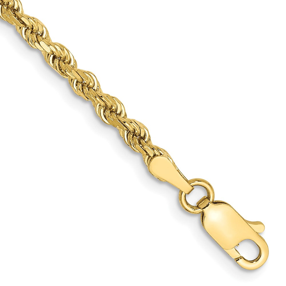 10K Yellow Gold 2.75mm Diamond-cut Rope Chain Bracelet 7"-9"