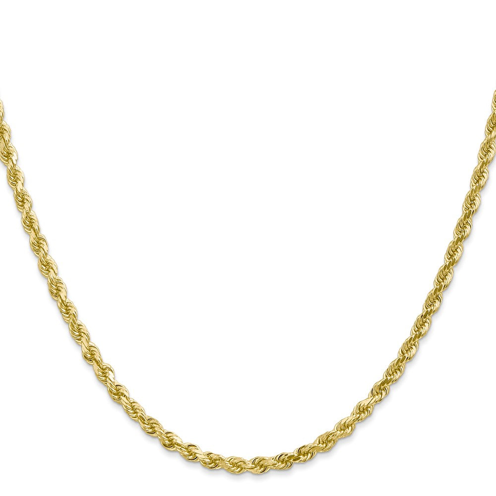 10K Yellow Gold 3mm Diamond-cut Rope Chain Necklace 16"-30" - Product Photo