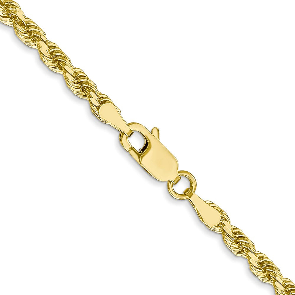 10K Yellow Gold 3mm Diamond-cut Rope Chain Necklace 16"-30" - Product Photo