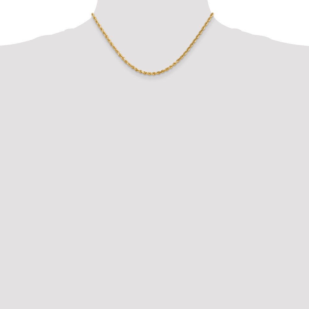 10K Yellow Gold 3mm Diamond-cut Rope Chain Necklace 16"-30" - Product Photo