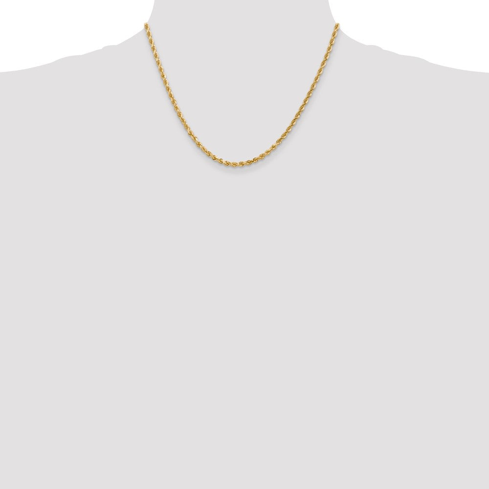 10K Yellow Gold 3mm Diamond-cut Rope Chain Necklace 16"-30" - Product Photo