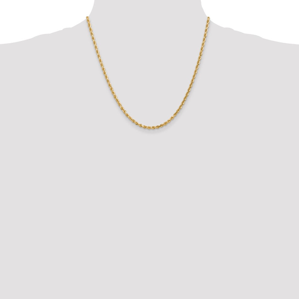 10K Yellow Gold 3mm Diamond-cut Rope Chain Necklace 16"-30" - Product Photo