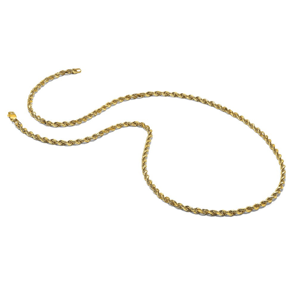 10K Yellow Gold 3mm Diamond-cut Rope Chain Necklace 16"-30" - Product Photo