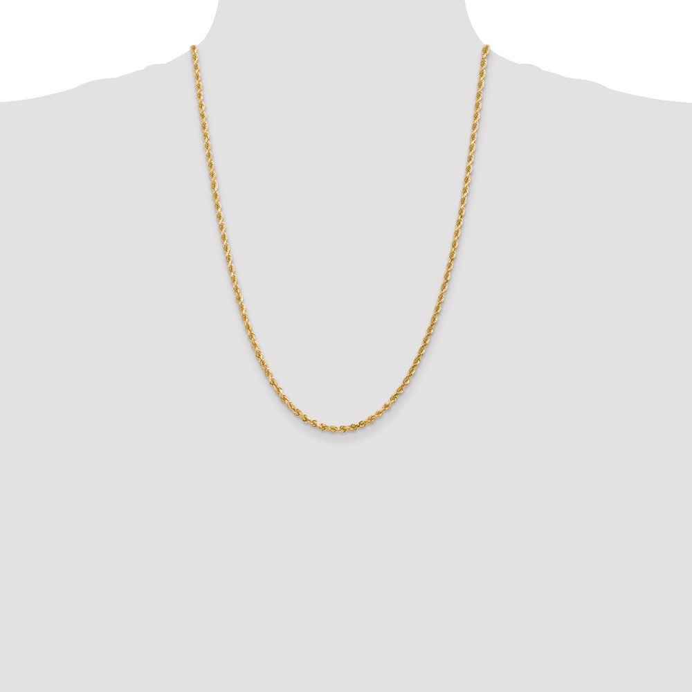 10K Yellow Gold 3mm Diamond-cut Rope Chain Necklace 16"-30" - Product Photo