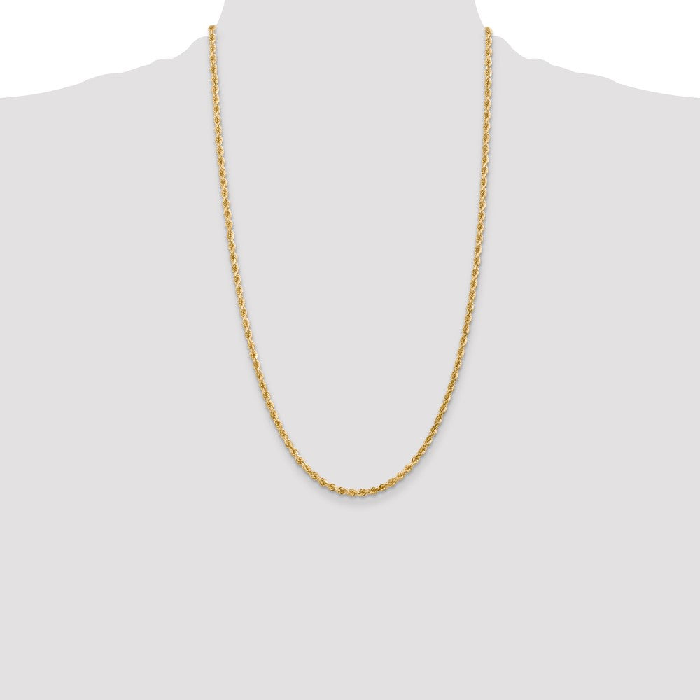 10K Yellow Gold 3mm Diamond-cut Rope Chain Necklace 16"-30" - Product Photo