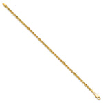 10K Yellow Gold 3mm Diamond-cut Rope Chain Bracelet 7"-9" - Product Photo