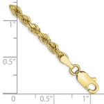10K Yellow Gold 3mm Diamond-cut Rope Chain Bracelet 7"-9" - Product Photo