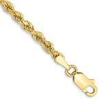 10K Yellow Gold 3mm Diamond-cut Rope Chain Bracelet 7"-9" - Product Photo