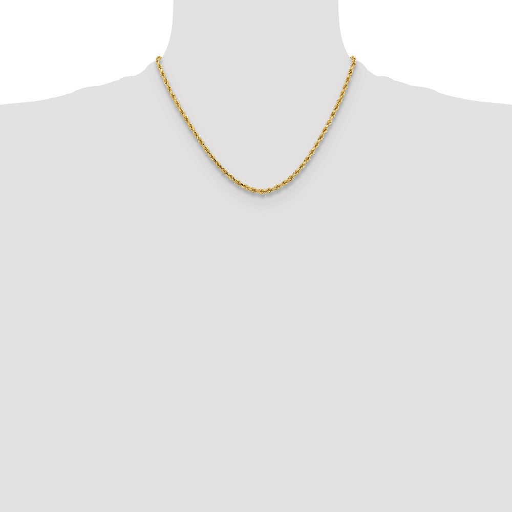 10K Yellow Gold 3.25mm Diamond-cut Rope Chain Necklace 18"-26" - Product Photo