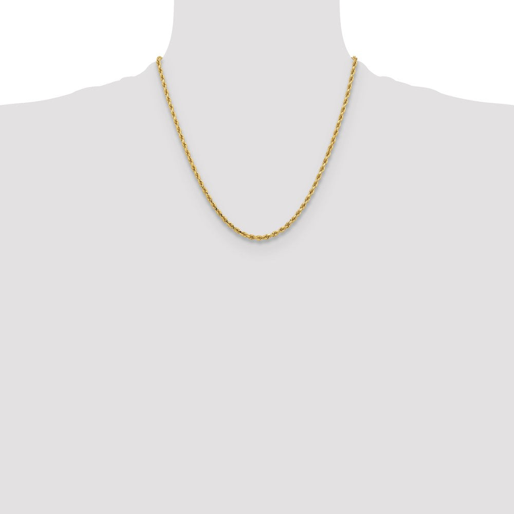 10K Yellow Gold 3.25mm Diamond-cut Rope Chain Necklace 18"-26" - Product Photo