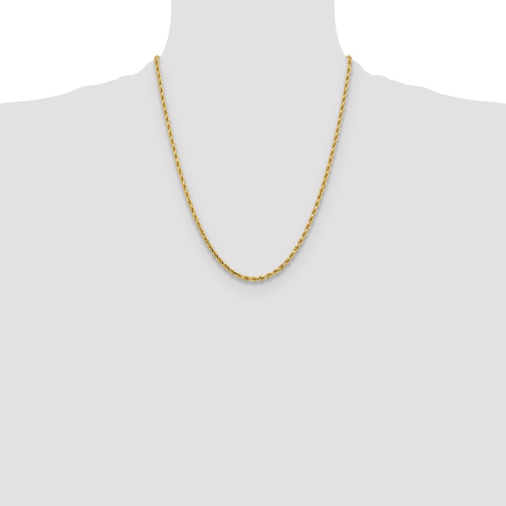 10K Yellow Gold 3.25mm Diamond-cut Rope Chain Necklace 18"-26" - Product Photo