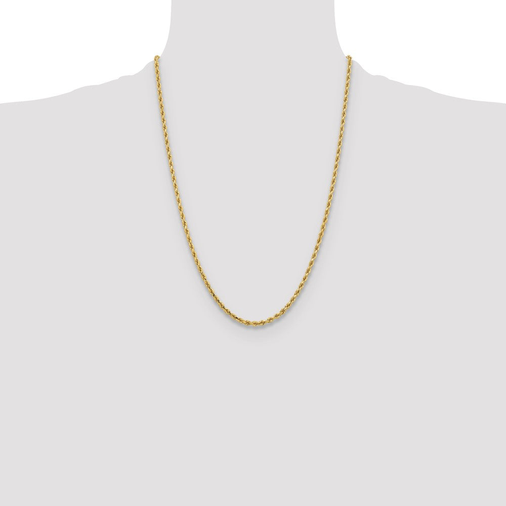 10K Yellow Gold 3.25mm Diamond-cut Rope Chain Necklace 18"-26" - Product Photo