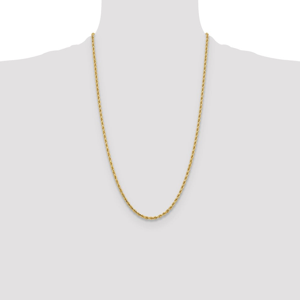 10K Yellow Gold 3.25mm Diamond-cut Rope Chain Necklace 18"-26" - Product Photo