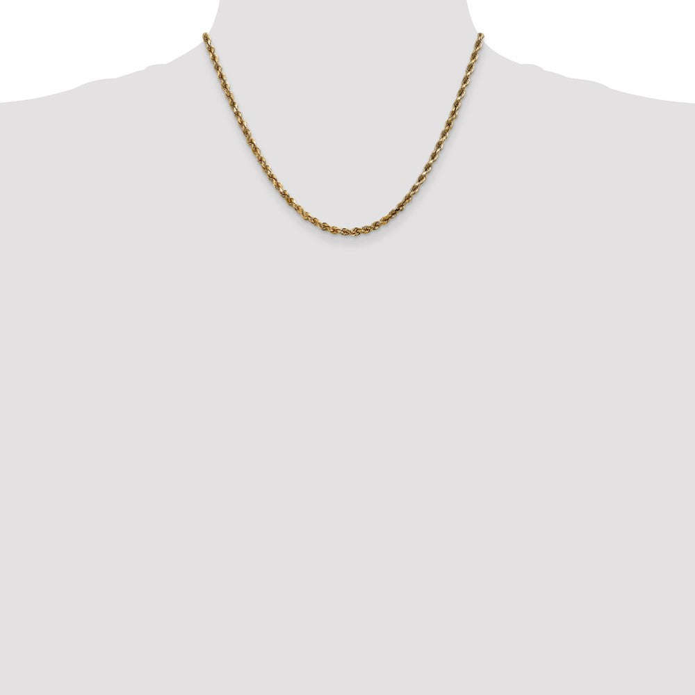 10K Yellow Gold 3.5mm Diamond-cut Rope Chain Necklace 18"-24" - Product Photo