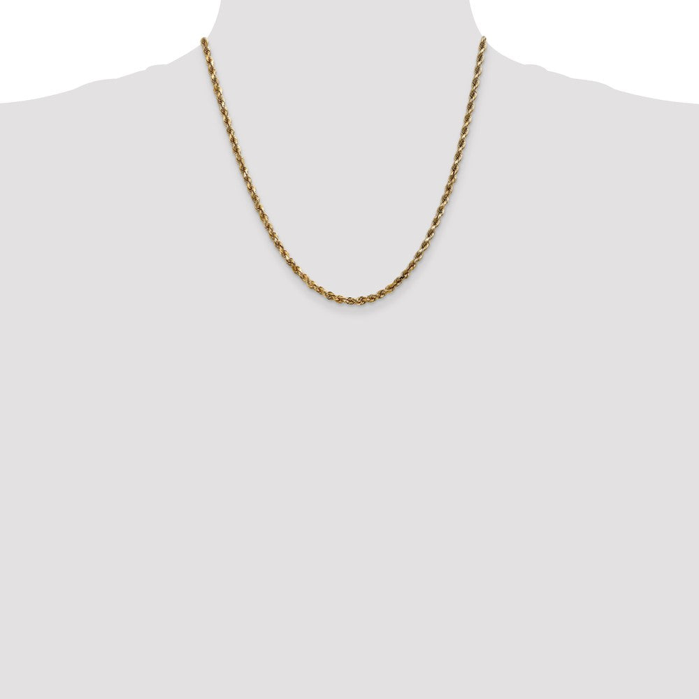 10K Yellow Gold 3.5mm Diamond-cut Rope Chain Necklace 18"-24" - Product Photo