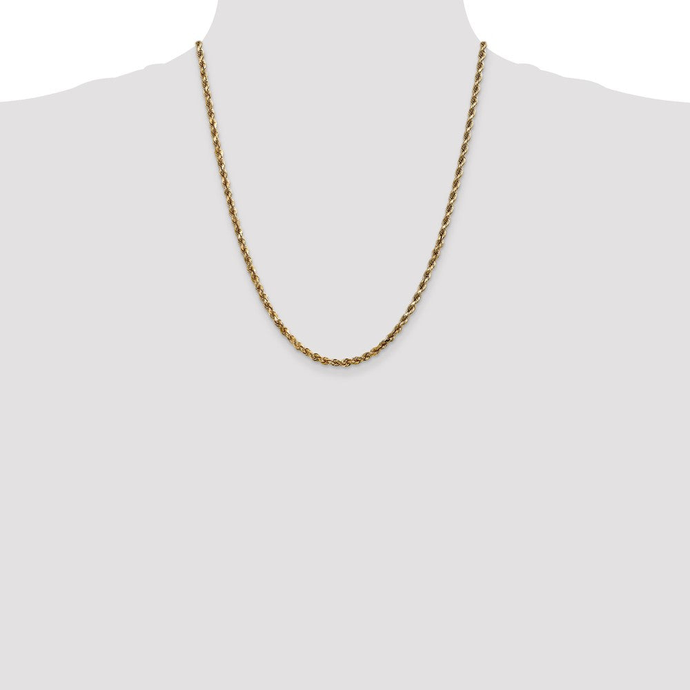 10K Yellow Gold 3.5mm Diamond-cut Rope Chain Necklace 18"-24" - Product Photo