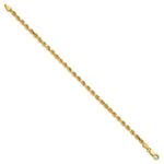 10K Yellow Gold 3.5mm Diamond-cut Rope Chain Bracelet 8"-9" - Product Photo