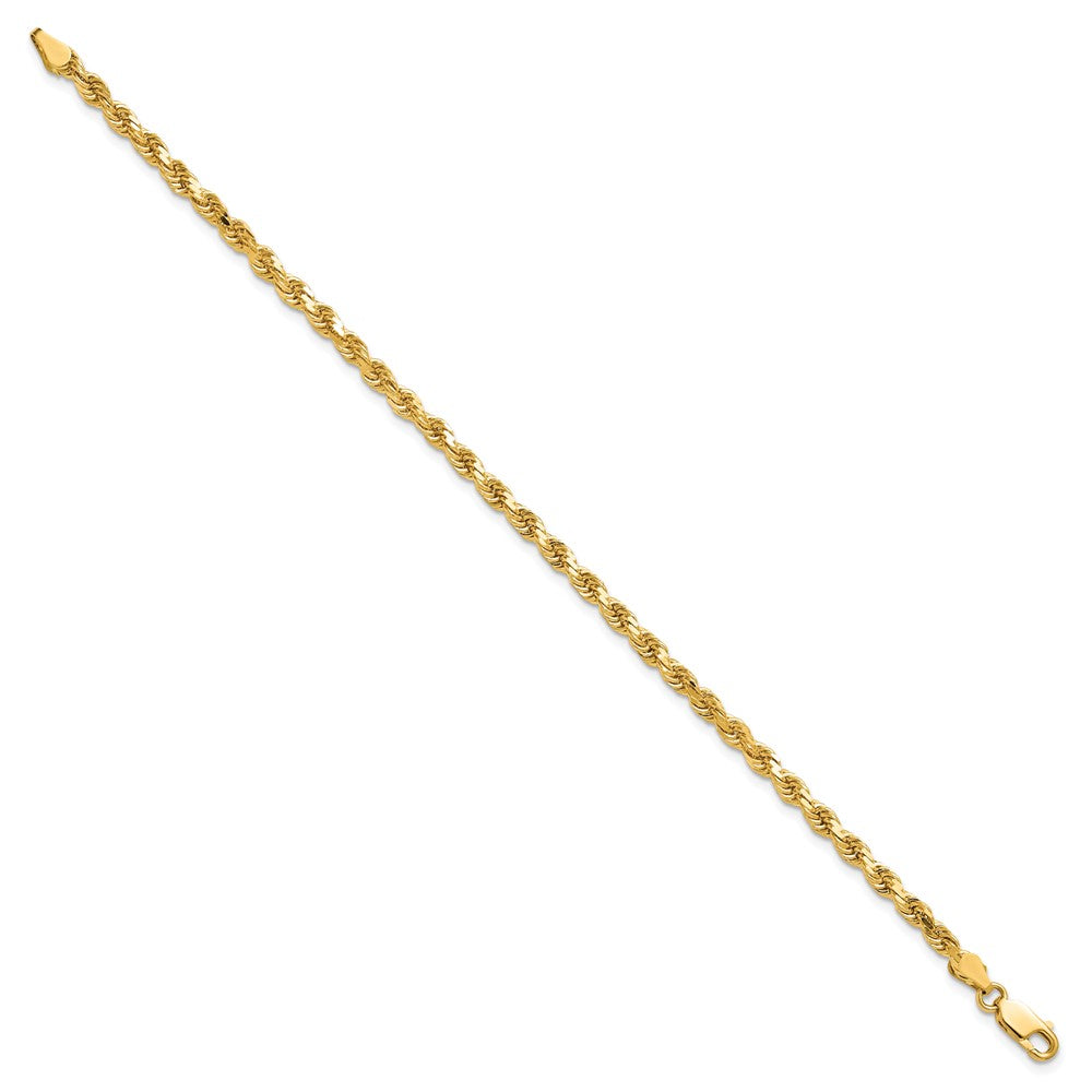 10K Yellow Gold 3.5mm Diamond-cut Rope Chain Bracelet 8"-9" - Product Photo