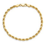 10K Yellow Gold 3.5mm Diamond-cut Rope Chain Bracelet 8"-9" - Product Photo