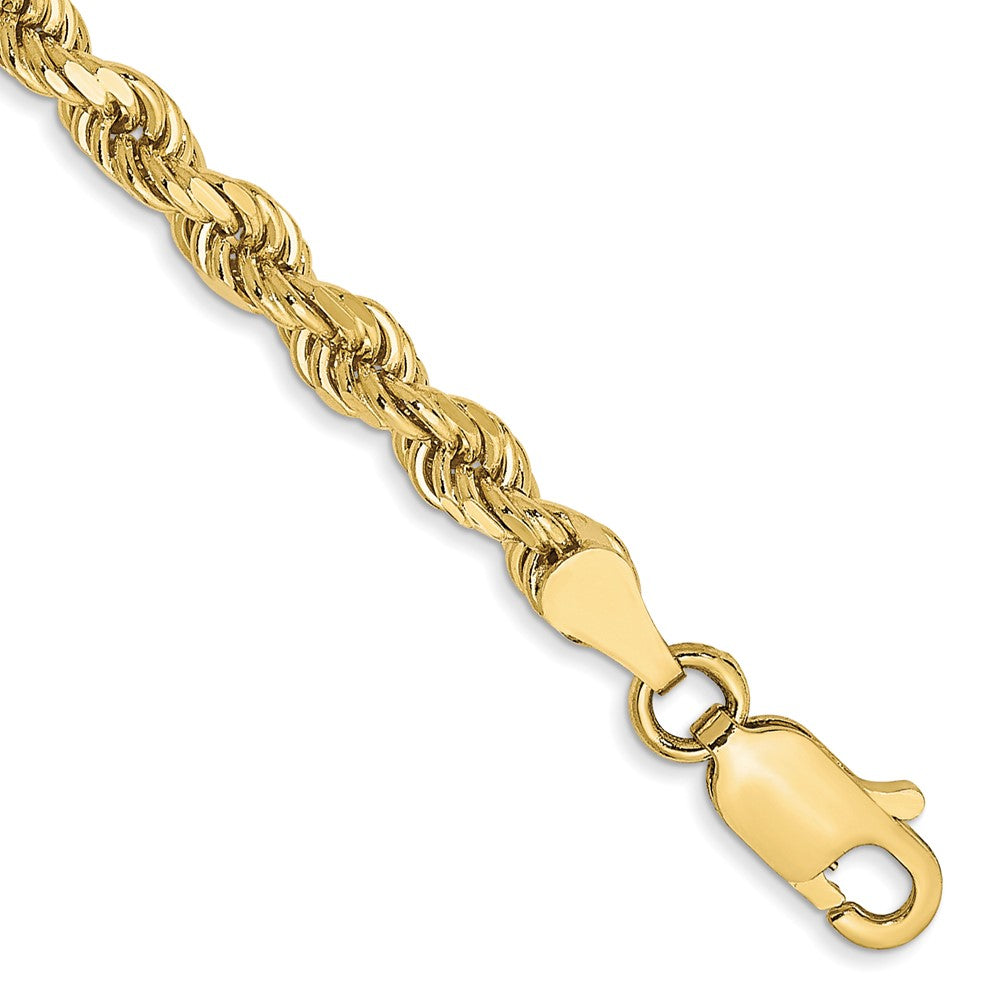 10K Yellow Gold 3.5mm Diamond-cut Rope Chain Bracelet 8"-9"