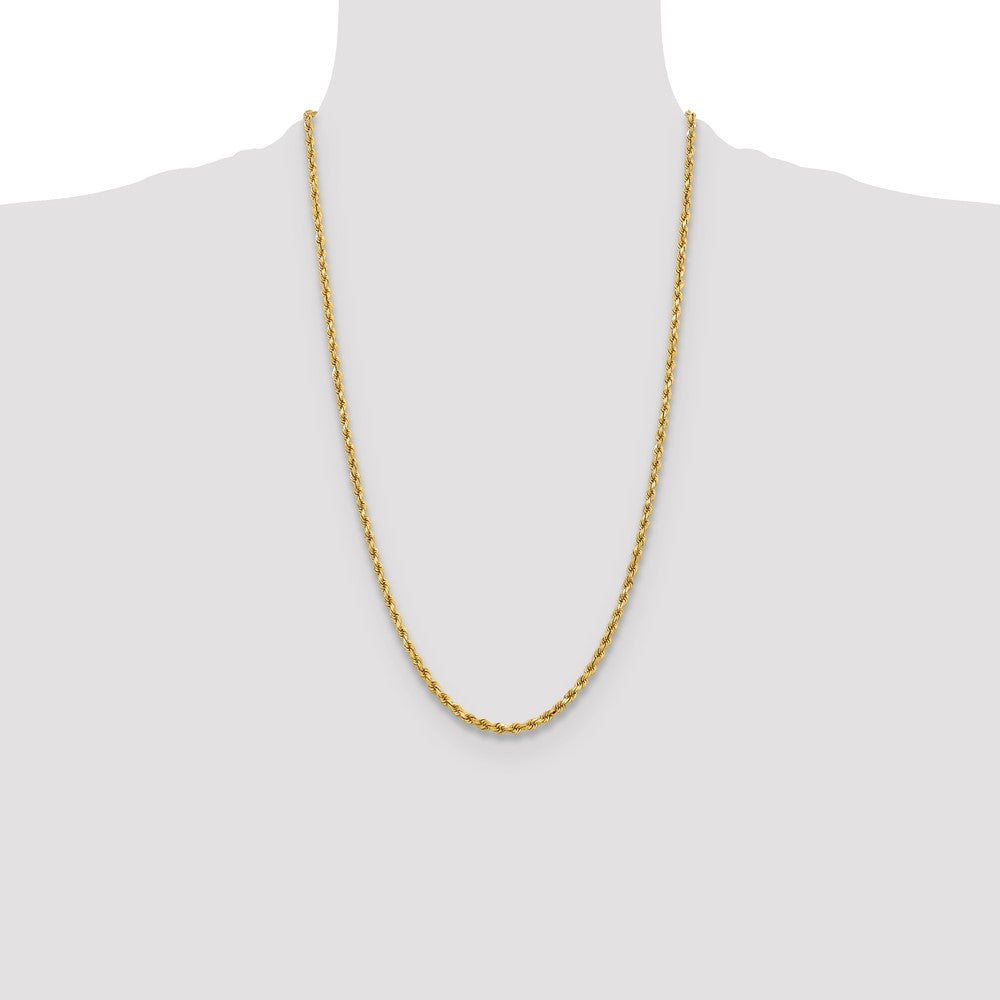 10K Yellow Gold 3.75mm Diamond-cut Rope Chain Necklace 16"-26" - Product Photo