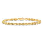 10K Yellow Gold 4mm Diamond-cut Rope Chain Bracelet 7"-9" - Product Photo