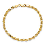 10K Yellow Gold 4mm Diamond-cut Rope Chain Bracelet 7"-9" - Product Photo