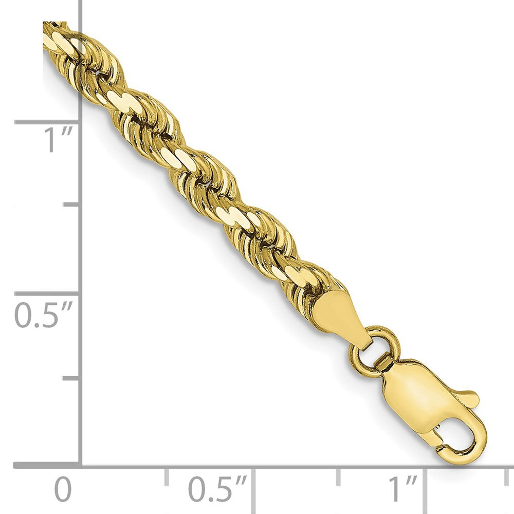 10K Yellow Gold 4mm Diamond-cut Rope Chain Bracelet 7"-9" - Product Photo